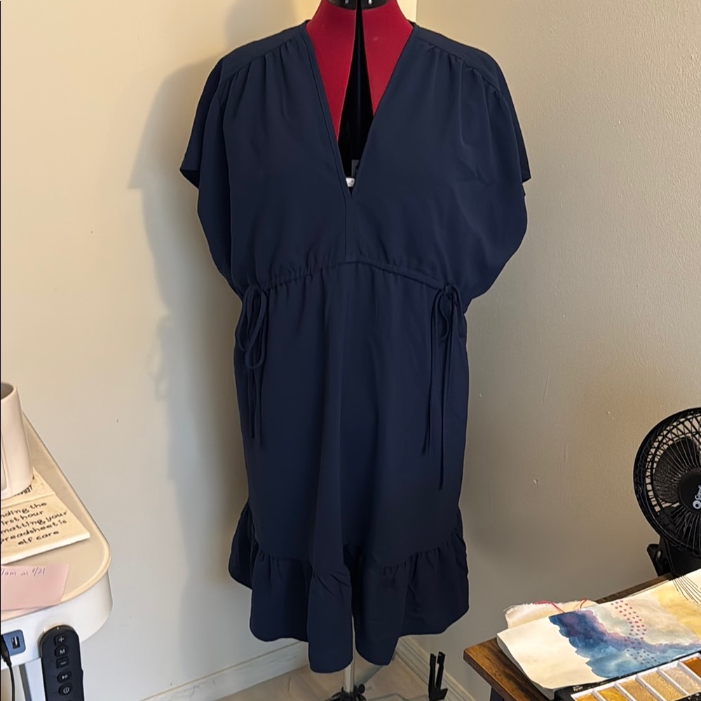 Navy Blue V-Neck Dress